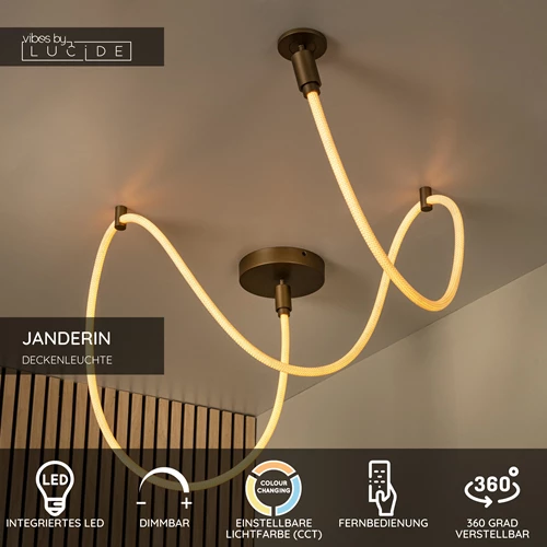 Lucide JANDERIN - Deckenleuchte - LED Dim. - CCT - 1x36W 2200K/3300K - Champagner Farbe | Vibes - USP